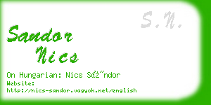 sandor nics business card